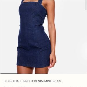 Indigo Halterneck Denim Mini Dress